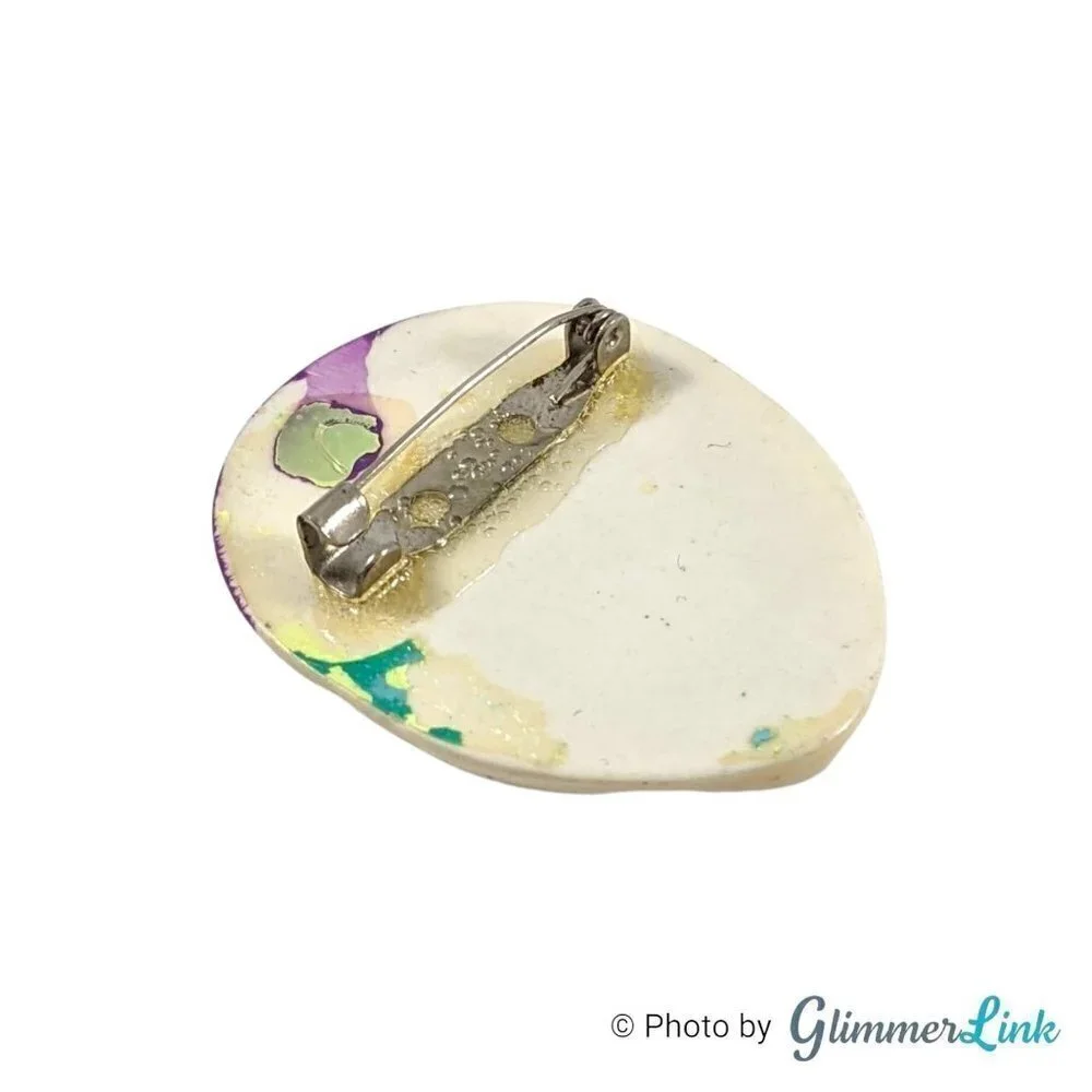 Vintage Colorful Theatrical Mime Mask Resin Brooch Pin
